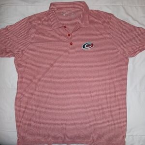 Carolina Hurricanes Antigua Red and White Striped Polo Shirt